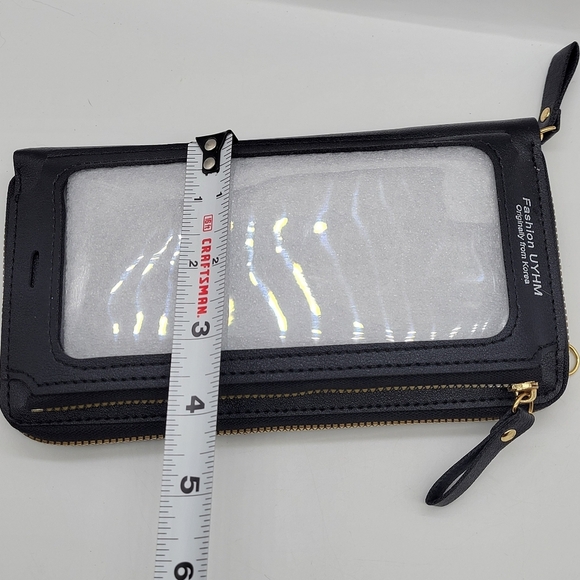 UYHM  Black Wallet Purse Crossbody Strap Double Zip Pockets Phone Pocket - Picture 7 of 7